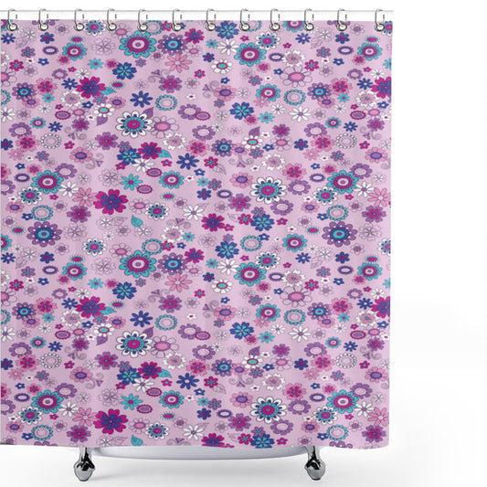 Botanical Petals Nature Floral Violet Blue Shower Curtain