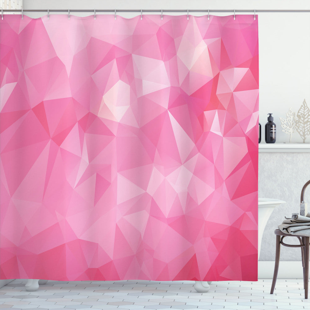 Abstract Polygonal Fractal Pink Shades Bath Curtain