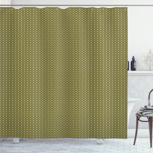 Vintage Pistachio Green and Brown Exotic Borders Shower Curtain