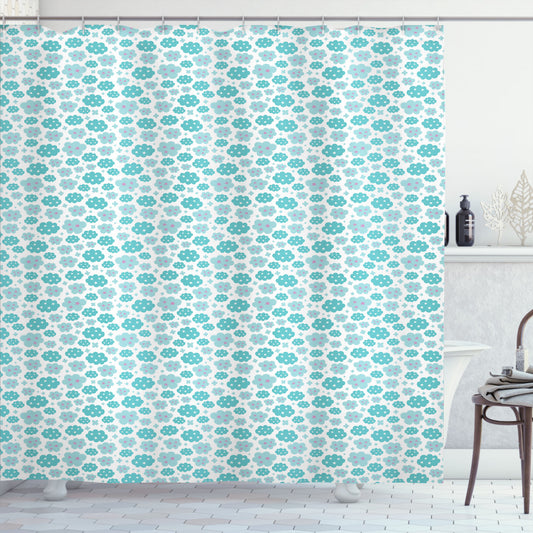 Abstract Cloud Pattern in Stars, Pale Sea Green, Seafoam, and Purple - Shower Curtain Design Optimization