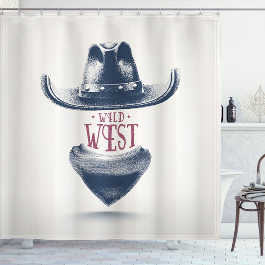 Wild West Cowboy Hat: A Western-Inspired Shower Curtain in Black, Grey, and Red