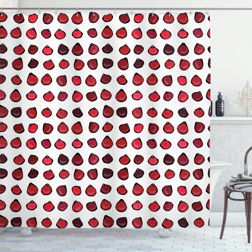 Vibrant Cranberry and Multicolor Childish Berry Pattern Shower Curtain