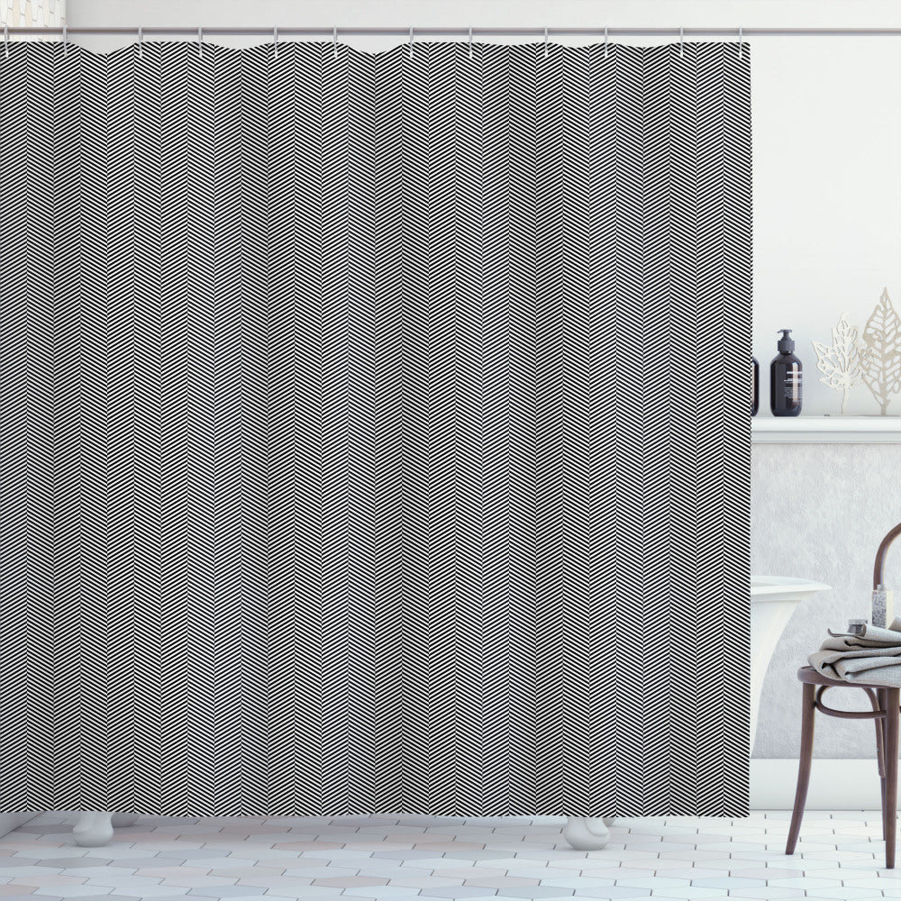 Black and White Zigzag Patterned Shower Curtain - A Classic Twist