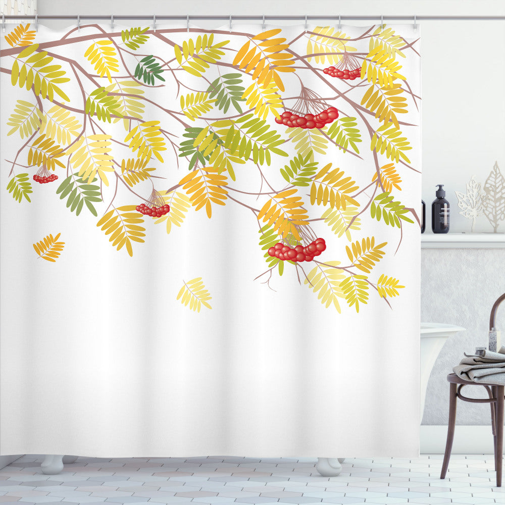 Vibrant Rowan Multicolor Fall Tree Shower Curtain