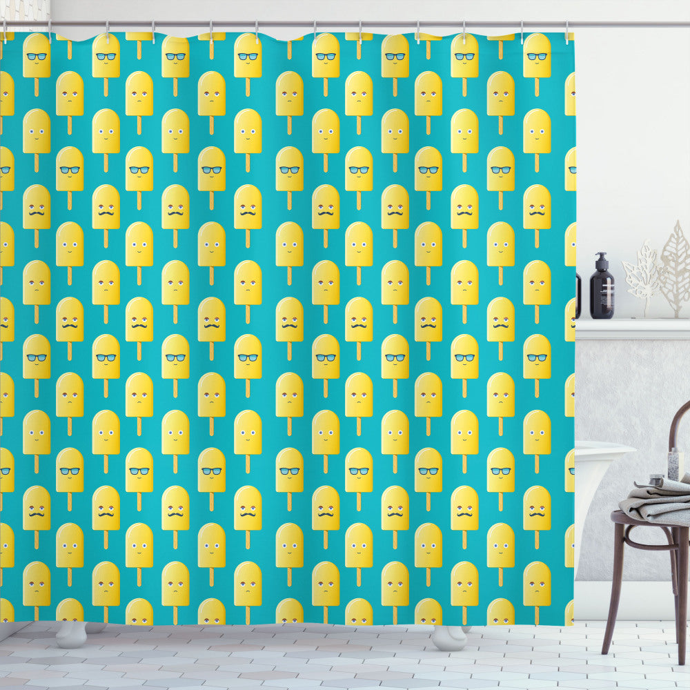 Yellow and Teal Lemon Flavor Face Bath Curtain