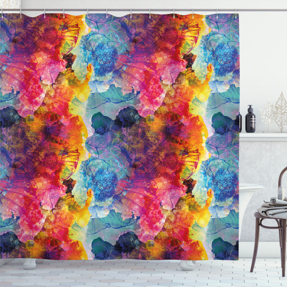 Vibrant Multicolor Seamless Abstract Art Design for Shower Curtain