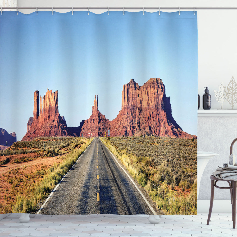 Arizona Valley Trip: Multicolour Shower Curtain for a Long Road