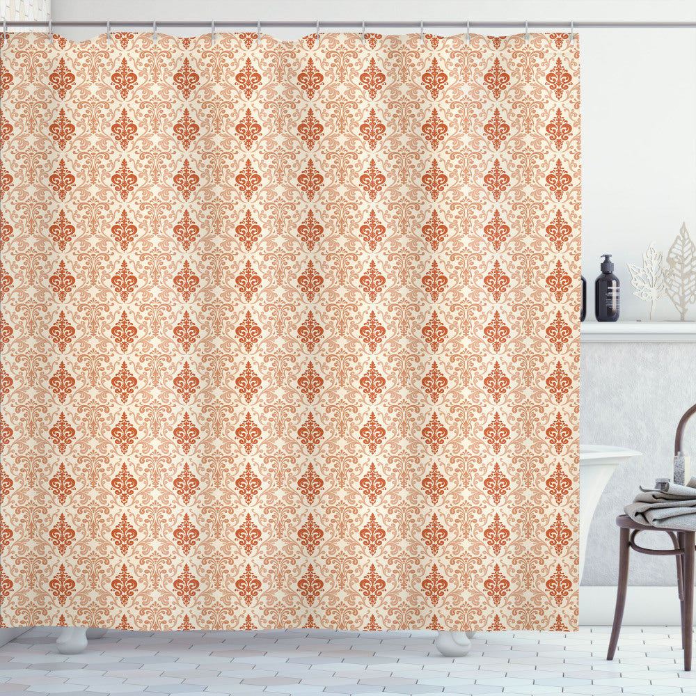 Byzantine Retro Floral Antique Beige, Rust and Tan Shower Curtain