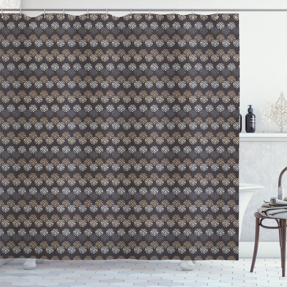 Abstract Multicolor Polka Dots Taupe Shower Curtain Design