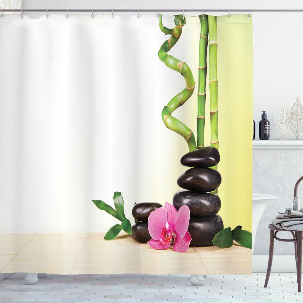 Bamboo Rocks Meditation Spa Multicolor Bath Curtain: A Unique Meditation-Inspired Product