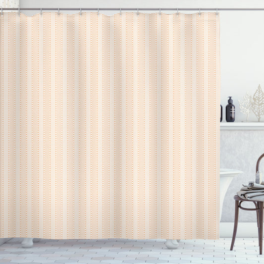 Abstract Geometric Waves: A Fusion of Pale Peach, White, and Geometry for Shower Curtains.