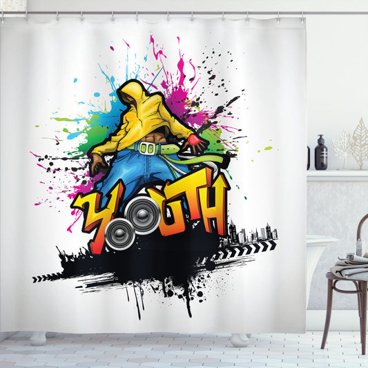 Vibrant Youth: Exploring Hip Hop Culture through Multicolor Shower Curtains