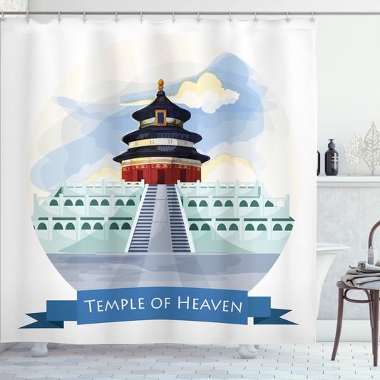 Vintage China-Inspired Multicolor Beijing Landmark Shower Curtain